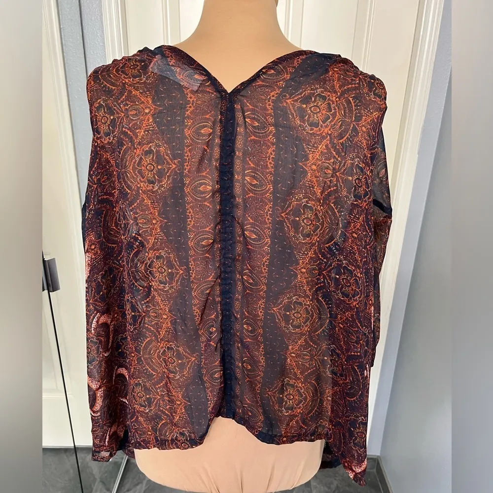 Abercrombie & Fitch Floral Babydoll Sheer Flowy Bohemian Hippie Top‎ - Image 4