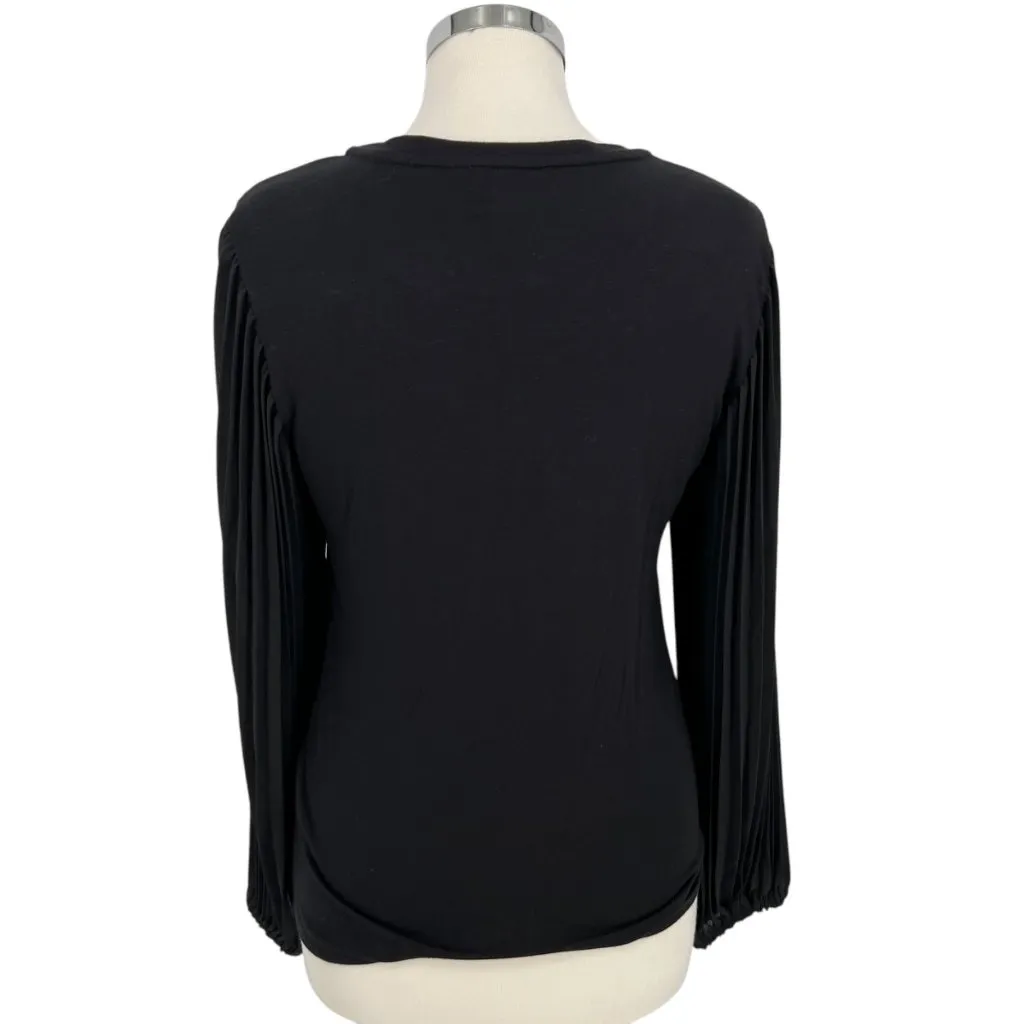 T Tahari Pleated Puff Sleeve Blouse Black Size Small - Image 6