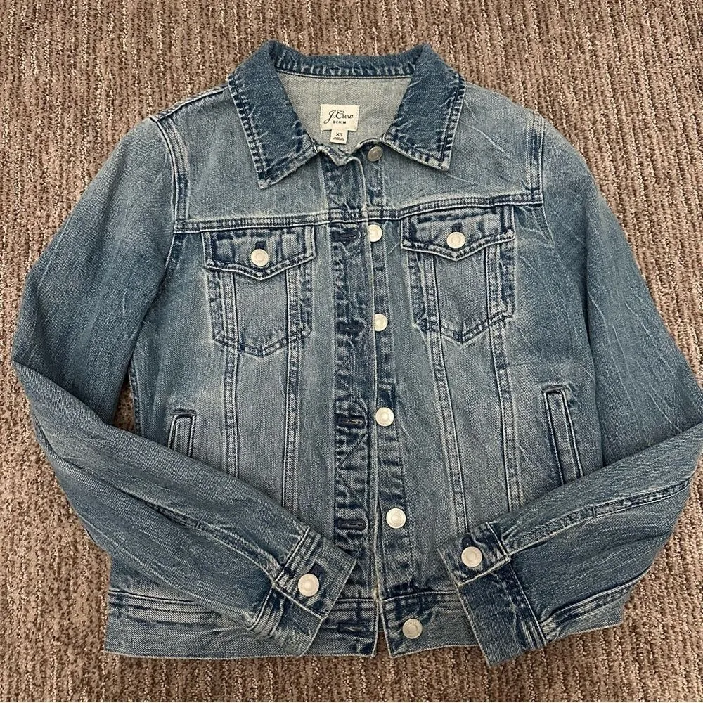 J. Crew Denim Blue Jean Jacket size XS - Image 3