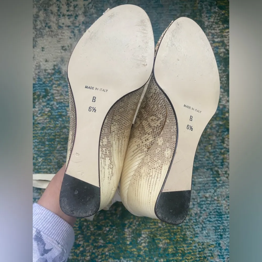 Diana Broussard snakeskin wedge woven ankle tie peep toe wedges, size 6.5M - Image 11