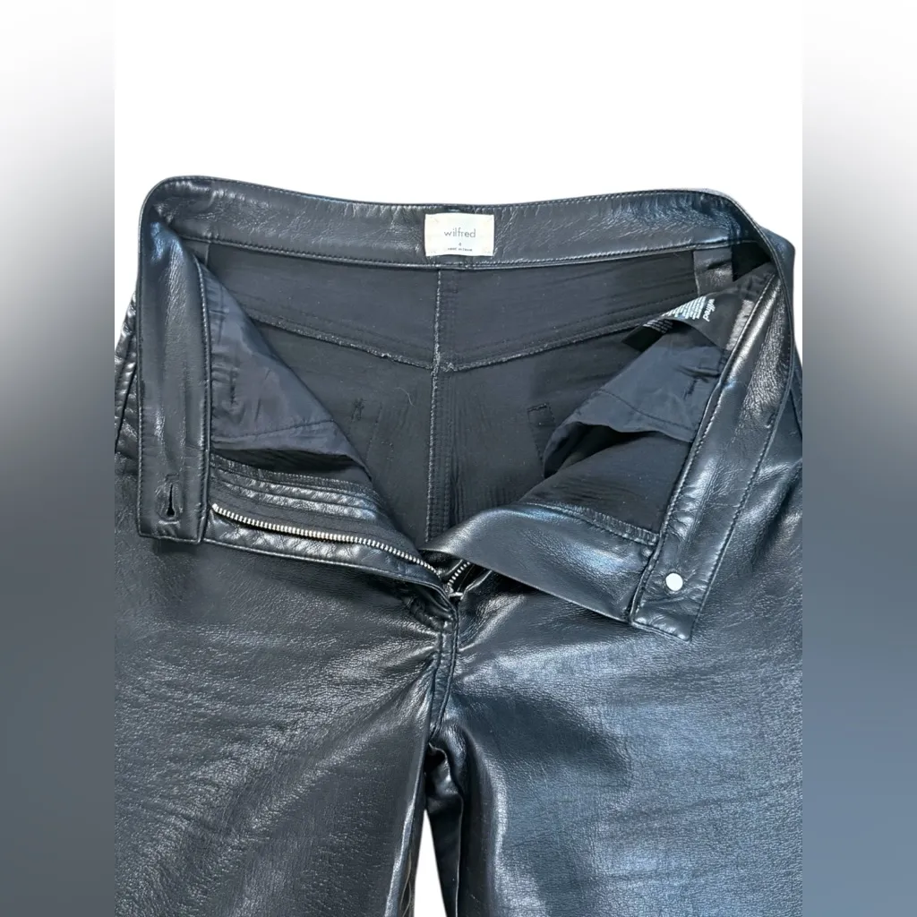 Wilfred Aritzia 'The Melina Pant' Black Vegan Leather High Rise Trousers sz 4 - Image 6