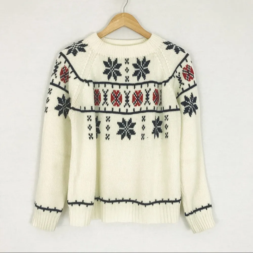 Vintage Fair Isle Crewneck Sweater | Size M White Size M - Image 12