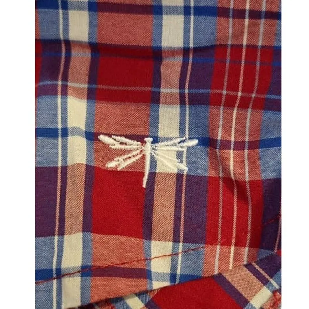 Talbots Plaid Ruffle Button Down Collared Shirt NWOT Size 8 - Image 7