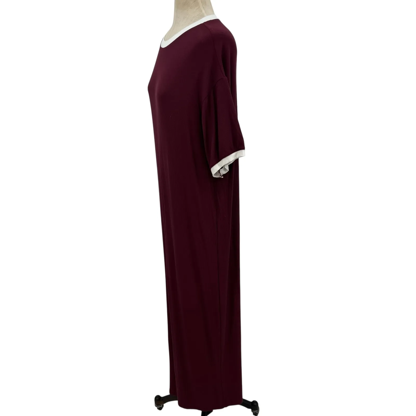 Skims Soft Lounge Ringer T-Shirt Long Dress Maxi‎ Maroon Red Size Small - Image 7