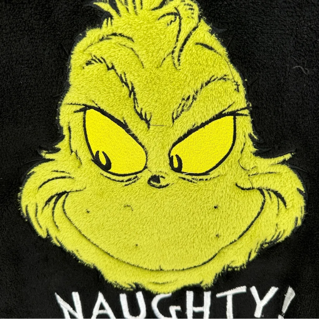 The Grinch 'Naughty' Juniors Black Fuzzy Soft Sweatshirt Top Size XSmall - Image 6