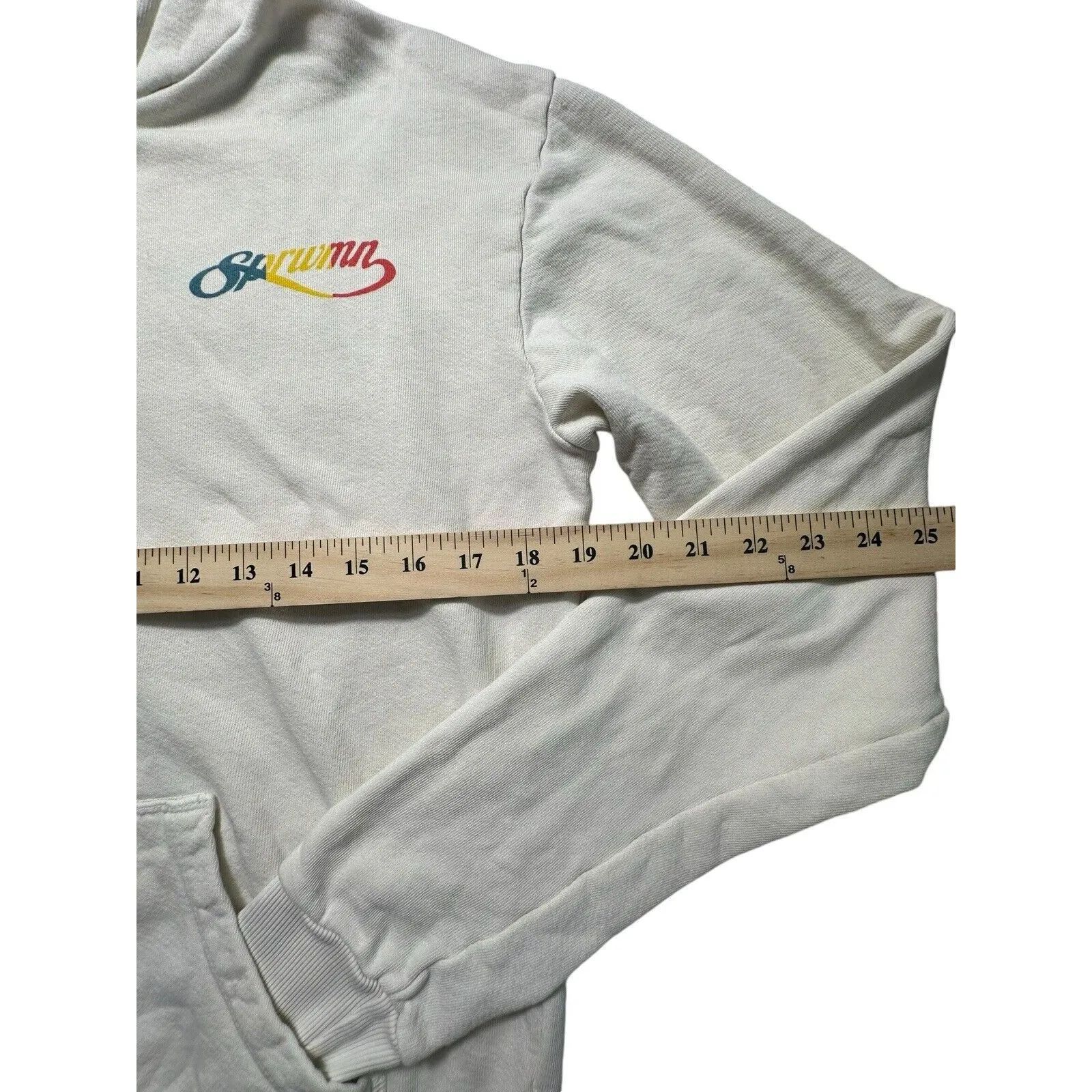 SPRWMN Revolve Sz Small Script Logo Hoodie Sweatshirt Cream Long Sleeve #KL11 - Image 5