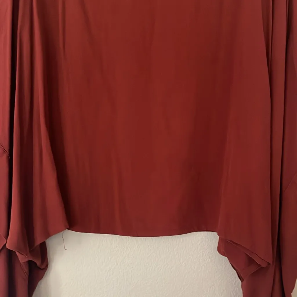 Flowy Rust Orange Open Shoulder Top Size XL Red - Image 8