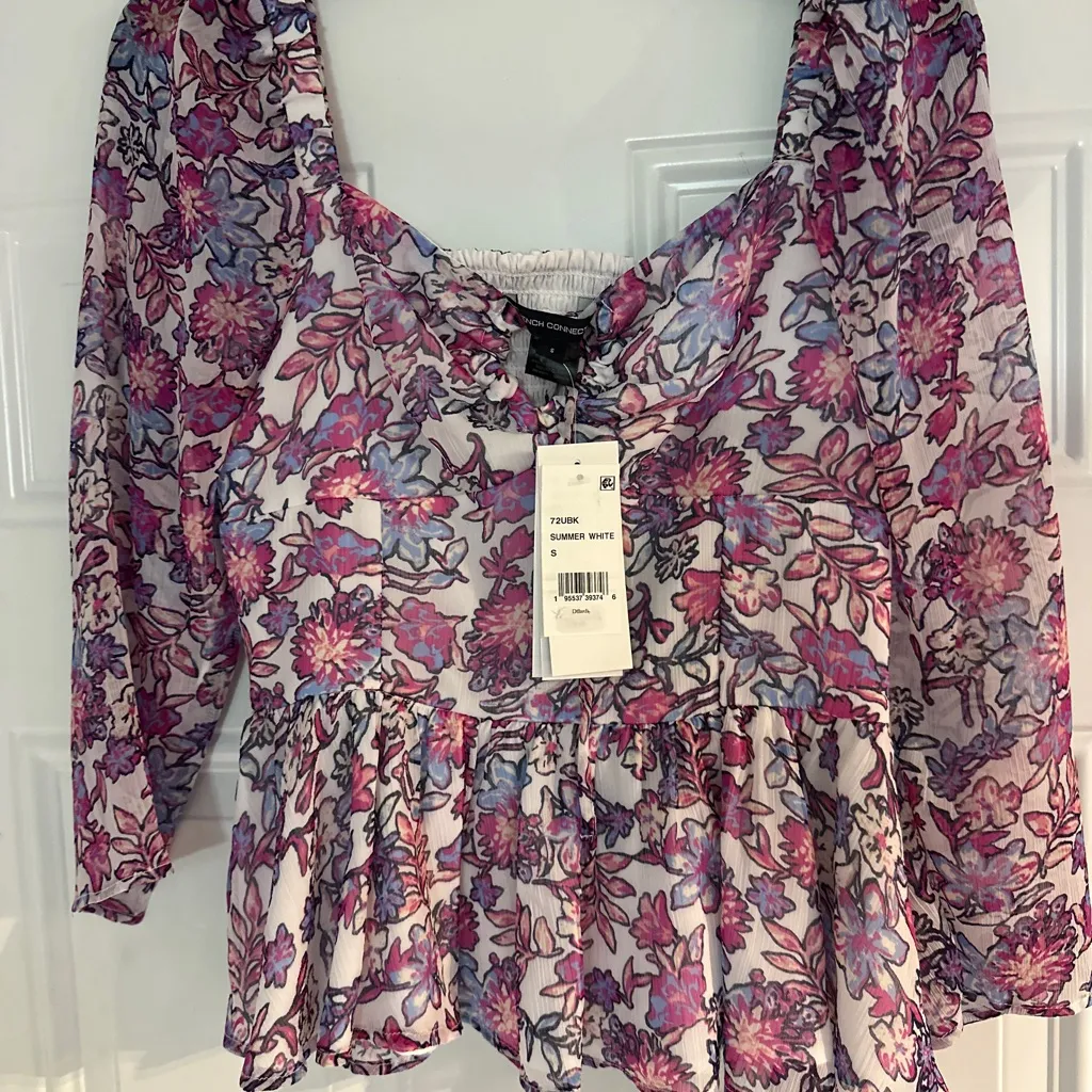 NWOT‎ French Connection Hallie Peplum Halter Top Summer White - Image 8