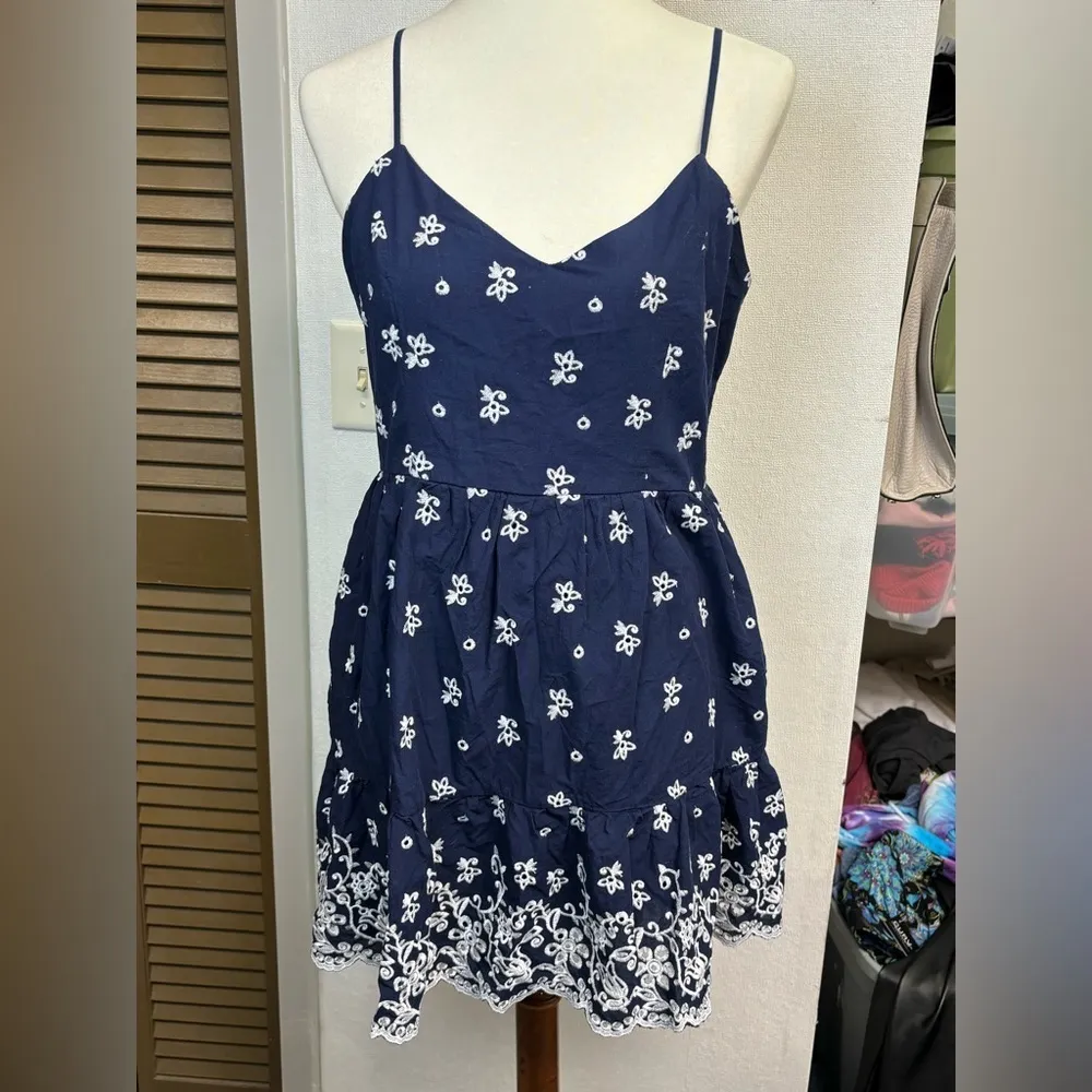MI AMI from FRANSESCAS Kasey Embroidered Fit and Flare Blue Mini Dress Size L Size L - Image 4