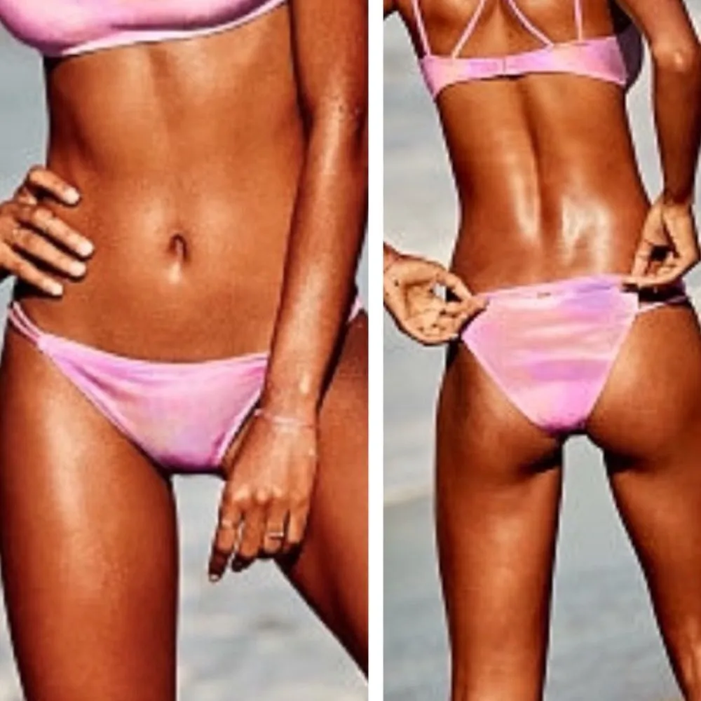 NWT PINK Victoria’s Secret Pink Watermelon Velvet Strappy Bikini Bottoms Size L - Image 2