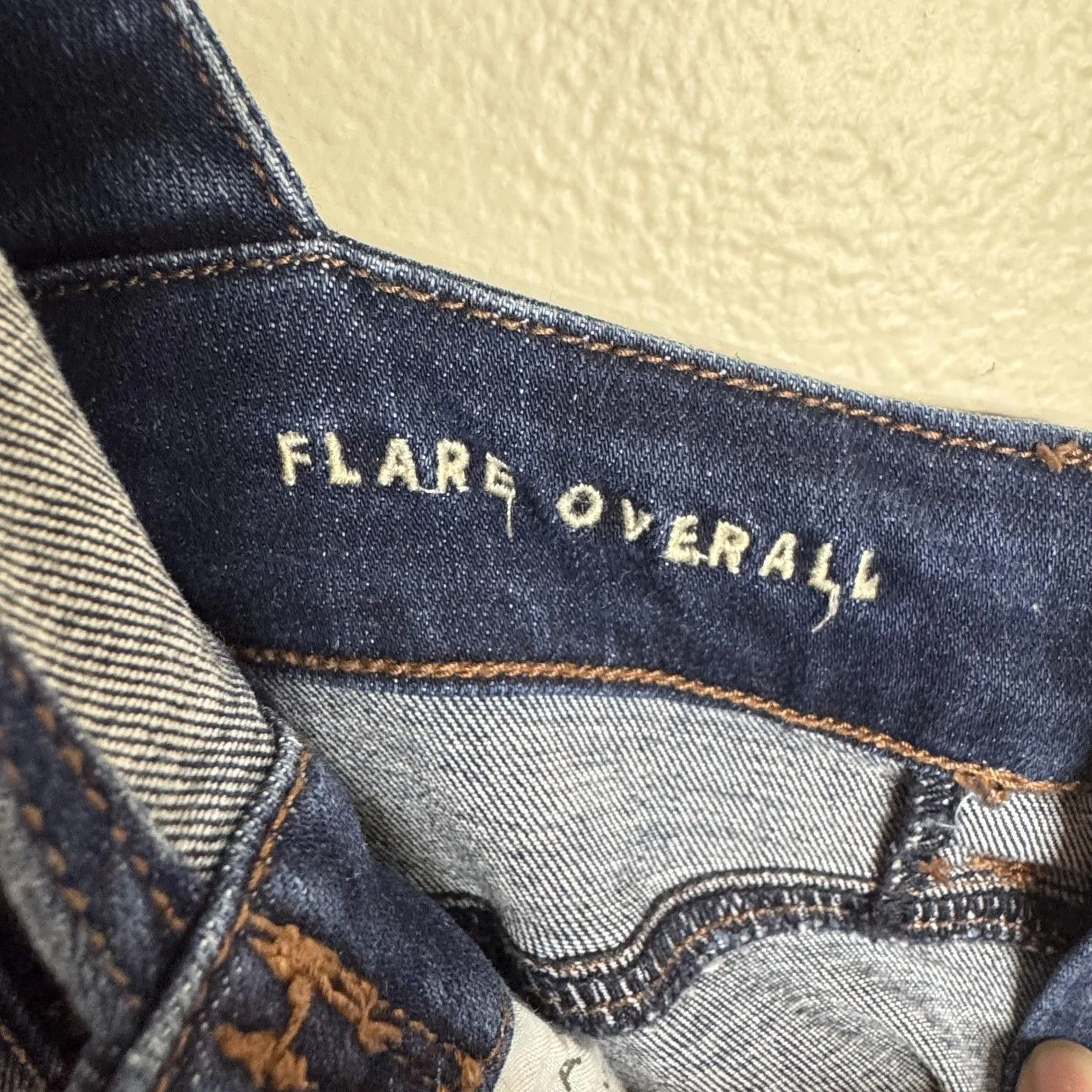 American Eagle Overalls Womens 4 Short Blue Denim Flare Super Stretch Jeans - Image 5