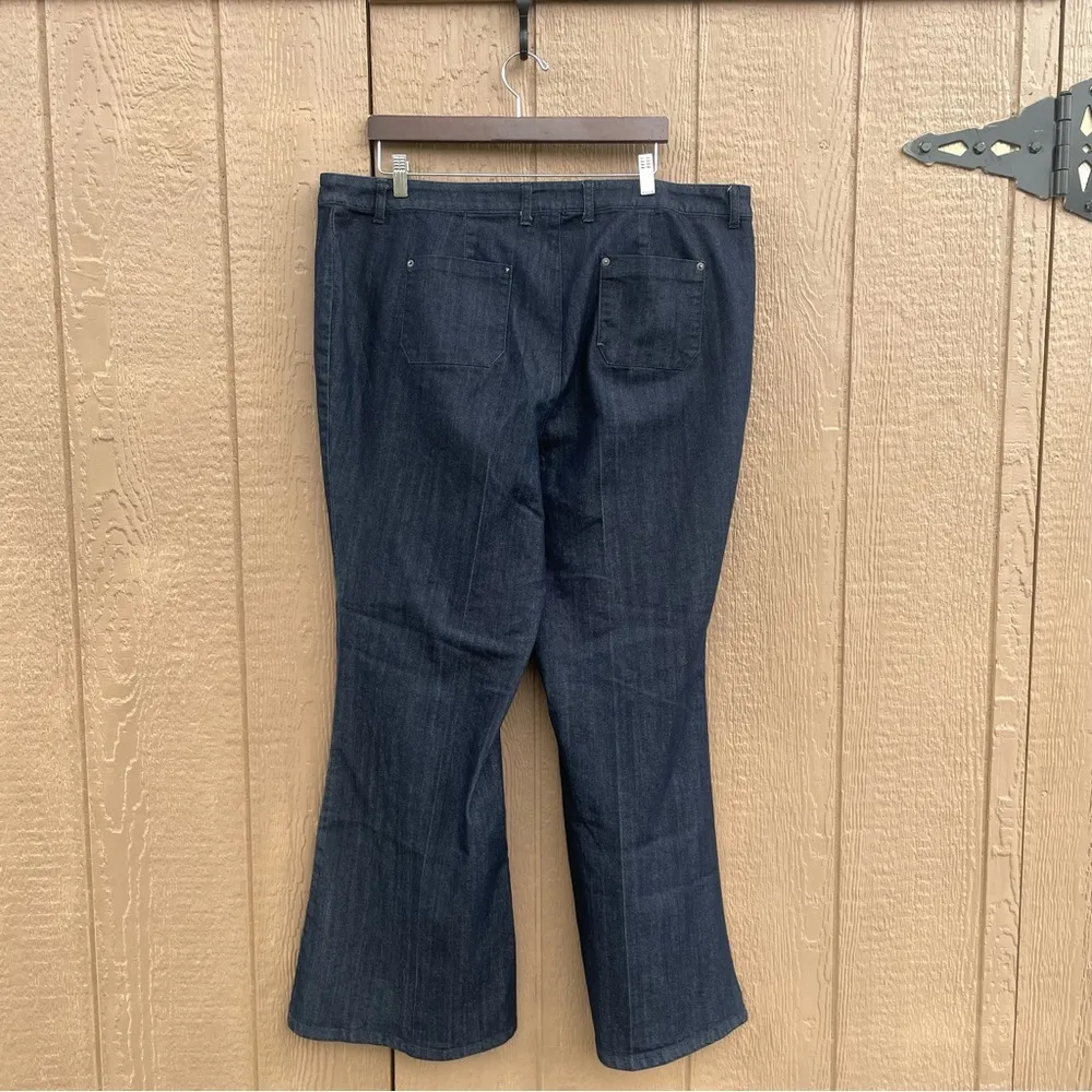 French Connection UK Style Womens Jeans Dark Blue Flare Wide Leg Plus Size 20 - Image 3