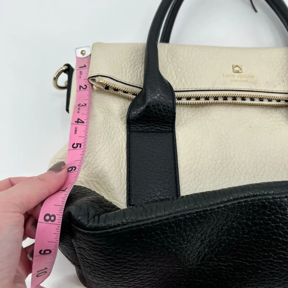 Kate Spade Southport Avenue Carmen Convertible Satchel Handbag Purse cream black - Image 8