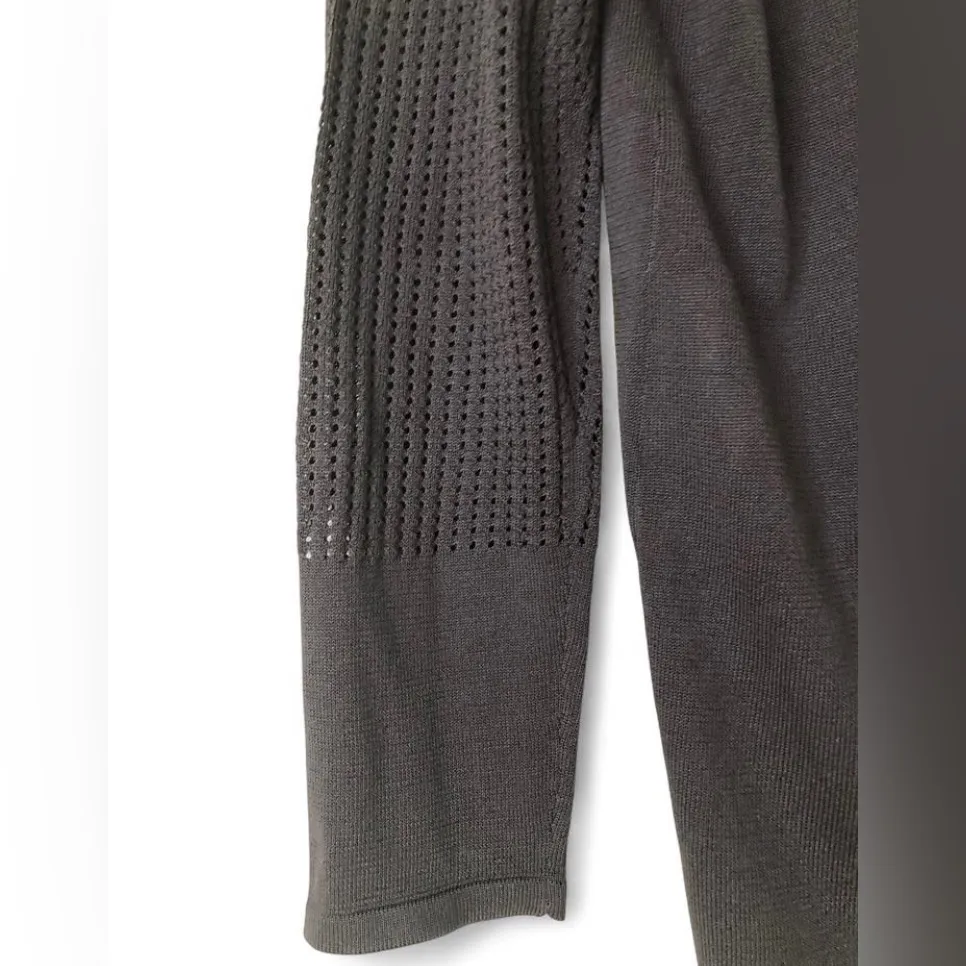 ANNE KLEIN Women's Perforated Mixed-knit Cardigan Sweater Top Size M Dark Gray - Image 5