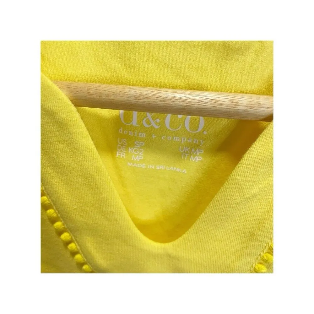 Denim & Co. S Petite Perfect Jersey U-Neck Tunic with Dot Lace Yellow - Image 5