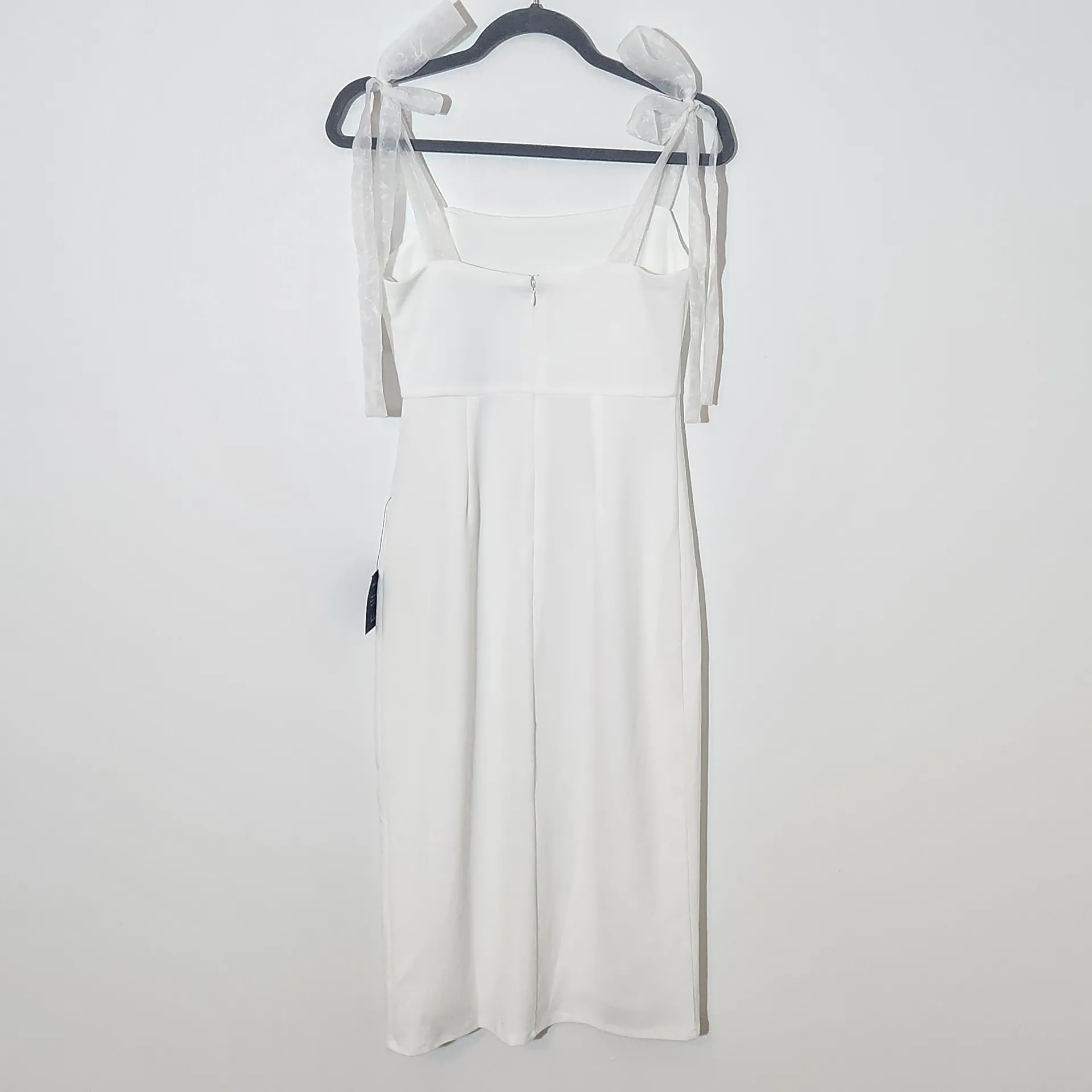Lulus White Bodycon Midi Dress with Organza Tie Straps NWT Size Small - Image 8