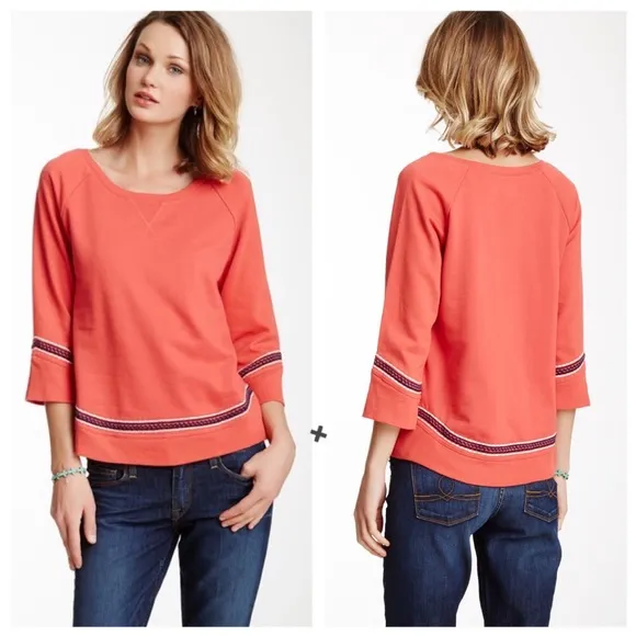 Lucky Brand Scottsdale Red Embroidered Sweater - Image 2
