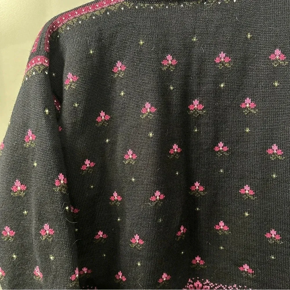 Vintage Dale of Norway Salt Lake City Olympics 2002 Full Zip Wool Sweater Medium Black - Image 4