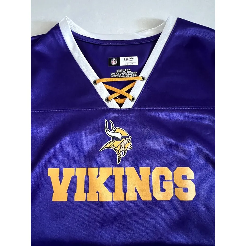 NFL Minnesota Vikings Jersey Shirt Tie V-Neck Top Cap Sleeves Women's Size Small - Image 2