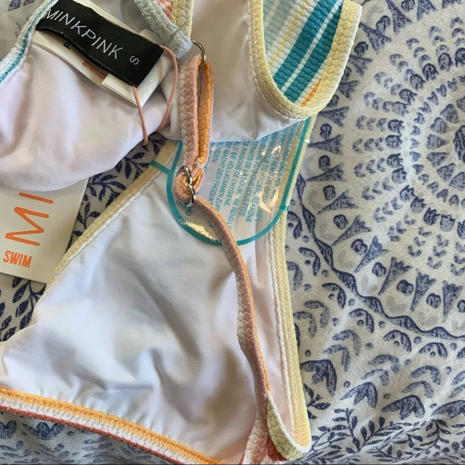 MINKPINK Striped Strappy Bikini Bottom, NWT Size Small - Image 8