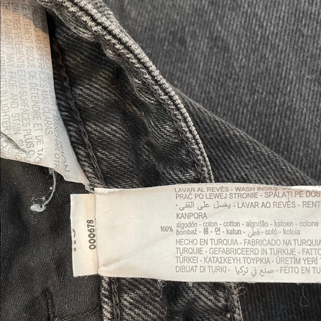 ZARA High Rise Wide Leg Cotton Denim Jeans in Washed Black Size 2 - Image 15