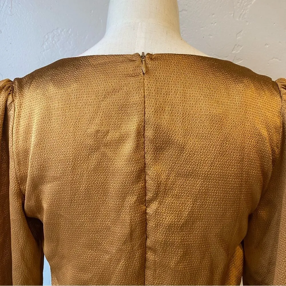 Lulu’s 4SI3NNA Brielle Bronze Satin Long Sleeve Midi Dress in Bronze Copper - Image 10