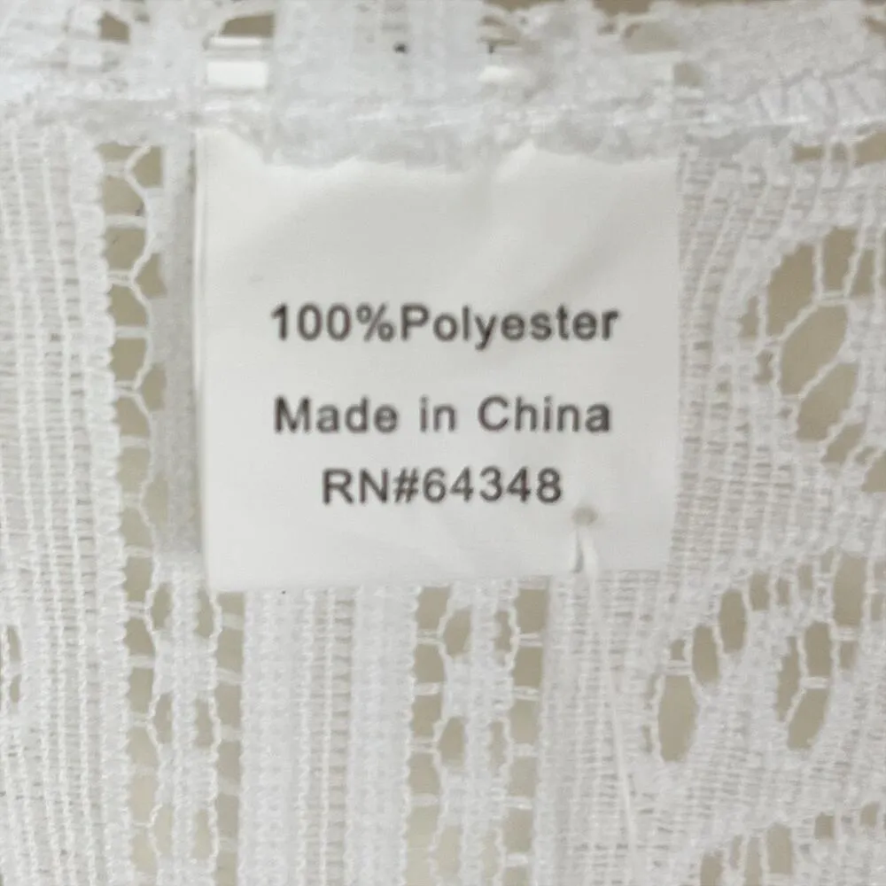 NWT New Directions White Lace Fringe Trim Kimono Cover Up One Size Size undefined - Image 6