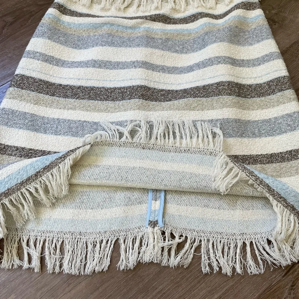 Tory Burch Sleeveless Tweed Dress Cream Grey Striped Fringe Trim ~ Size 2 - Image 14