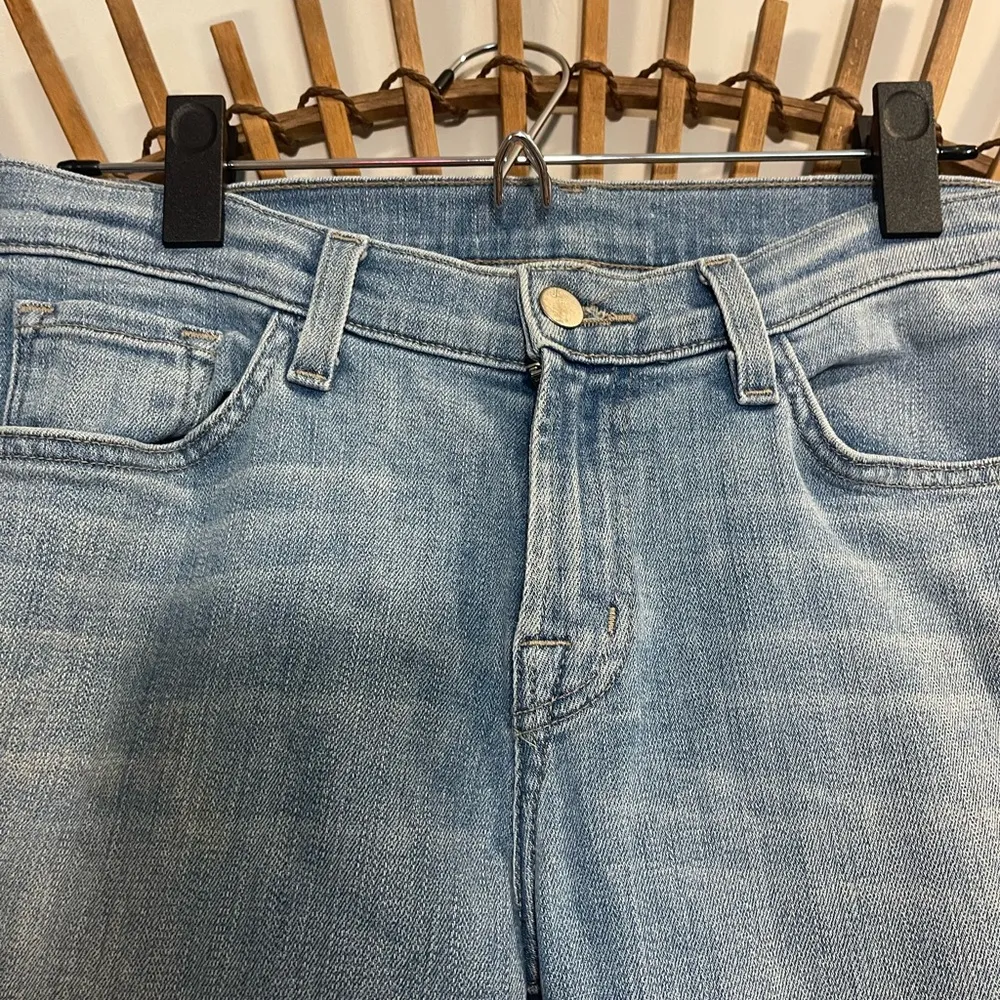 J. Brand Women’s Sadey Slim Straight Dip Dyed Raw Hem Jeans Stretchy Boho Sz 26 - Image 5