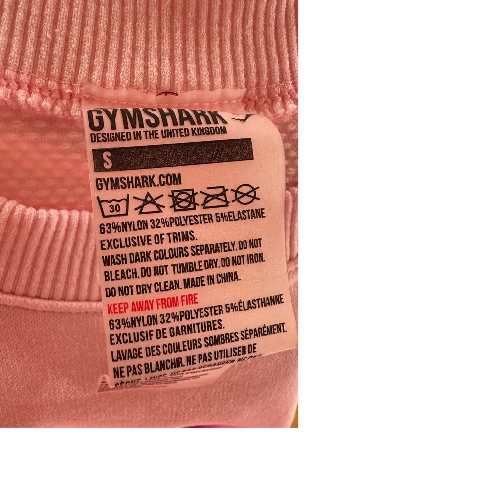 Gymshark Ombre Crop Top‎ Long Sleeve Athletic Workout Shirt Pink White S - Image 4