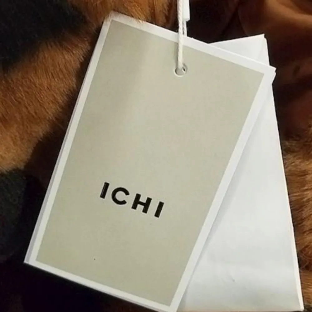 ICHI GINGERBREAD BROWN Faux Fur Coat With Abstract Accents Sz 40 Large NWT - Image 14