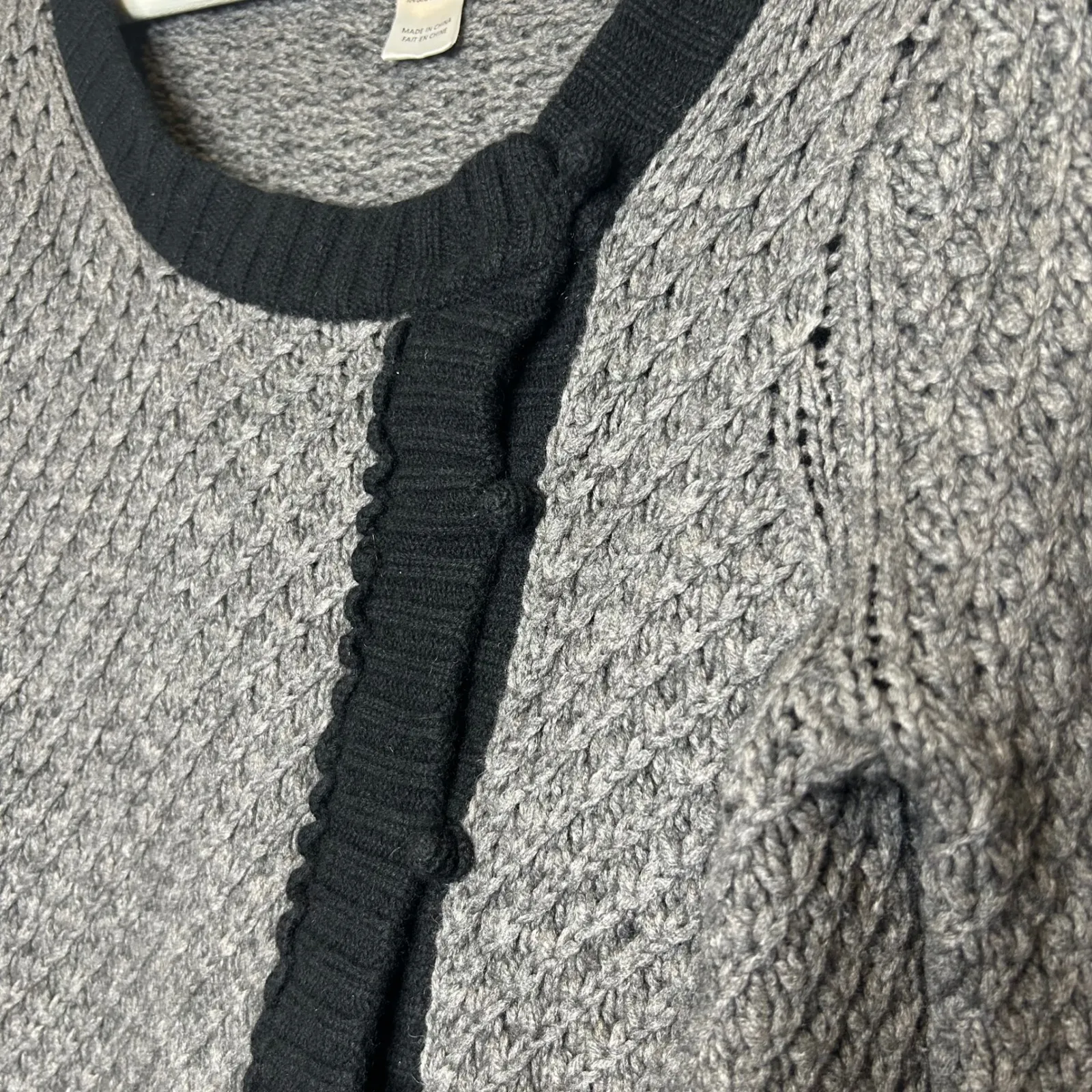 Tevrow + Chase Knit Cardigan Sweater Trim Buttons Size M Gray Size M - Image 3