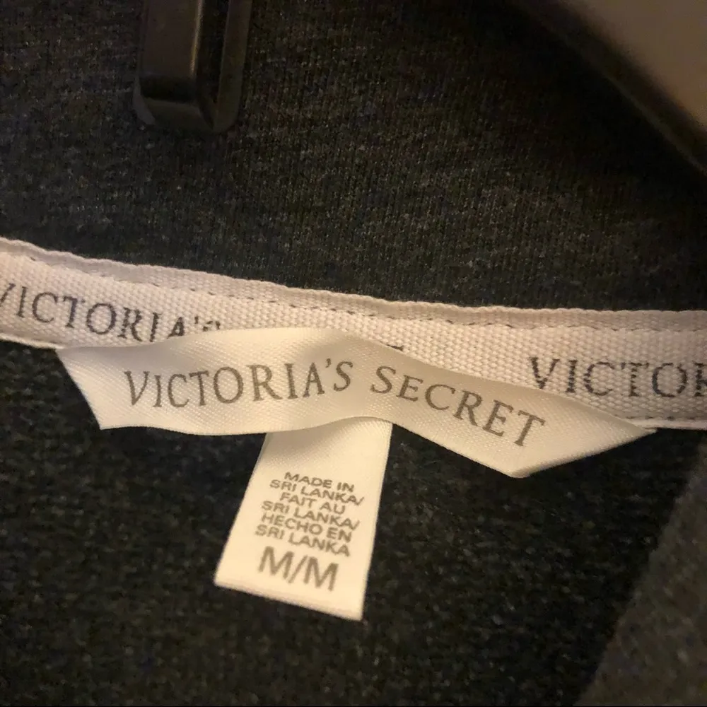 Victoria’s Secret Rhinestone Heart Full Zip‎ Sweatshirt Grey Medium - Image 3