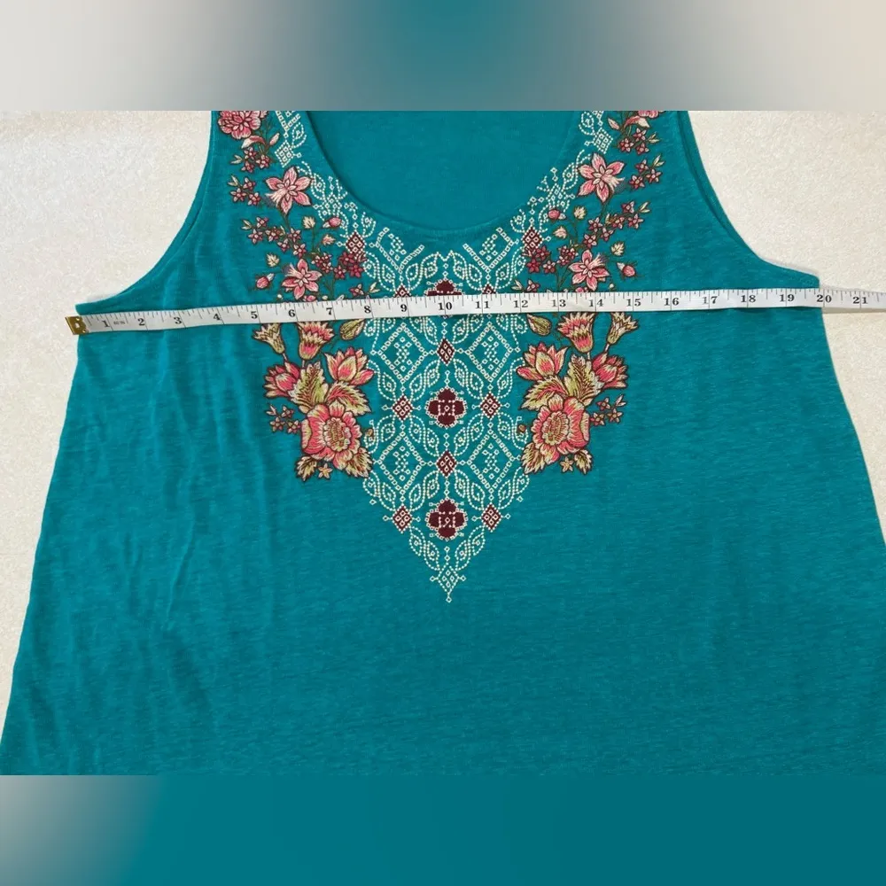 Sundance Women's Sinatra 100% Linen Tank Shirt Dress
Embroidered Midi Dress Sz L Blue Size L - Image 10