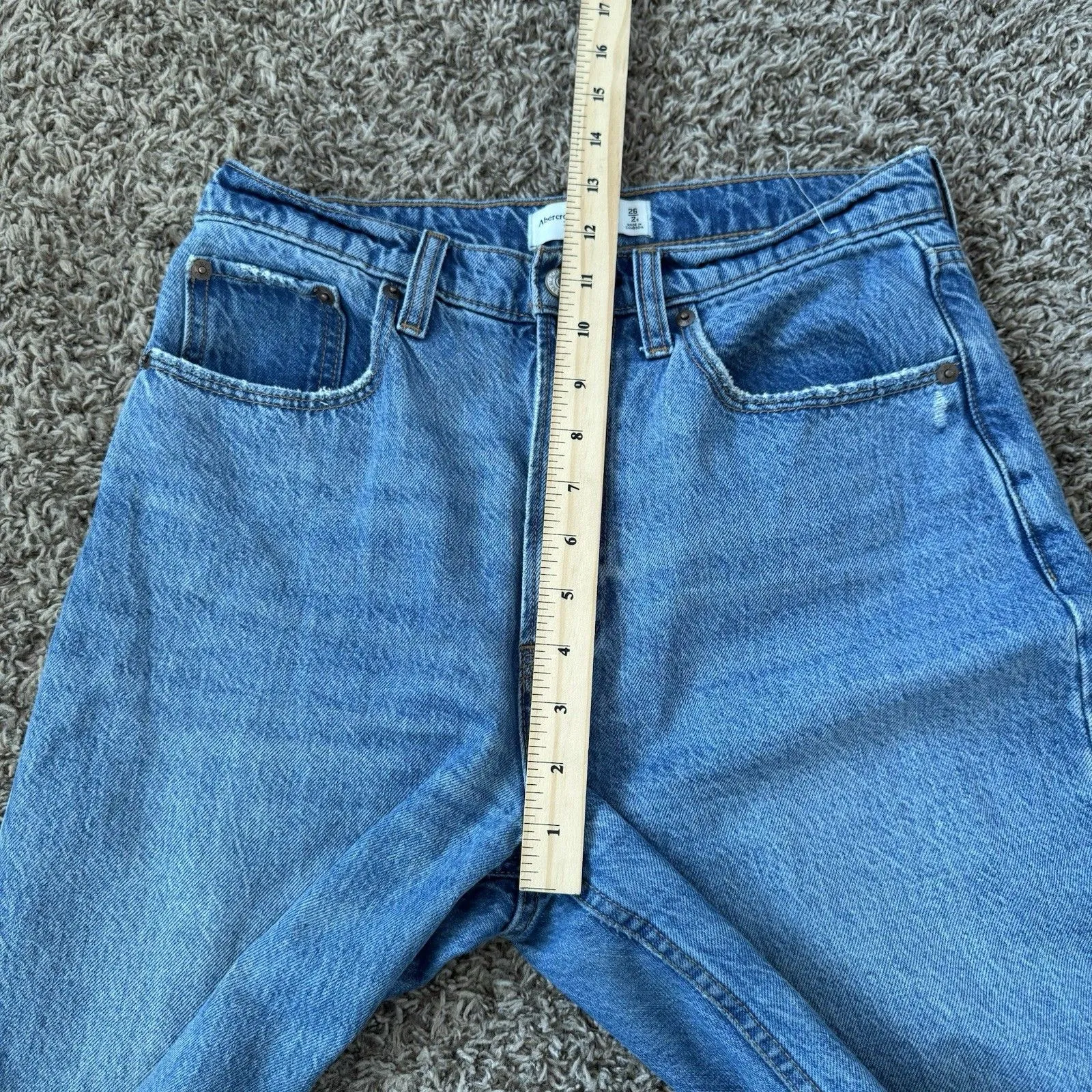 Abercrombie Fitch The Loose High Rise Jeans Size 26/2 Short Medium Wash - Image 8