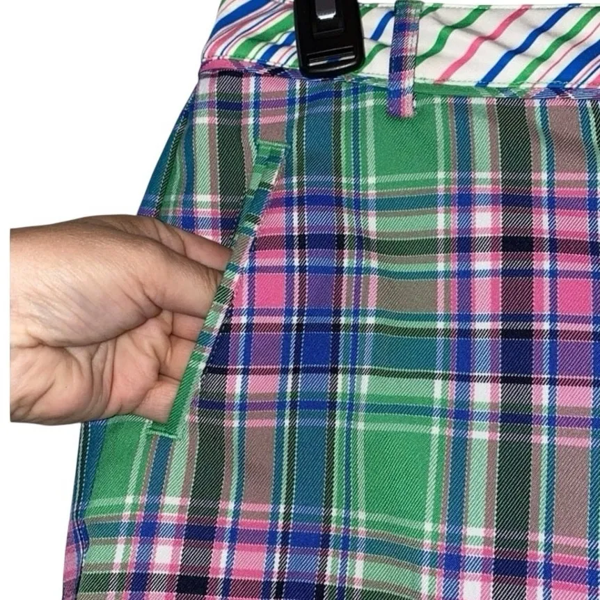 Lady Hagen Plaid Golf Shorts Women’s 4 Green Pink Preppy Country Club - Image 2