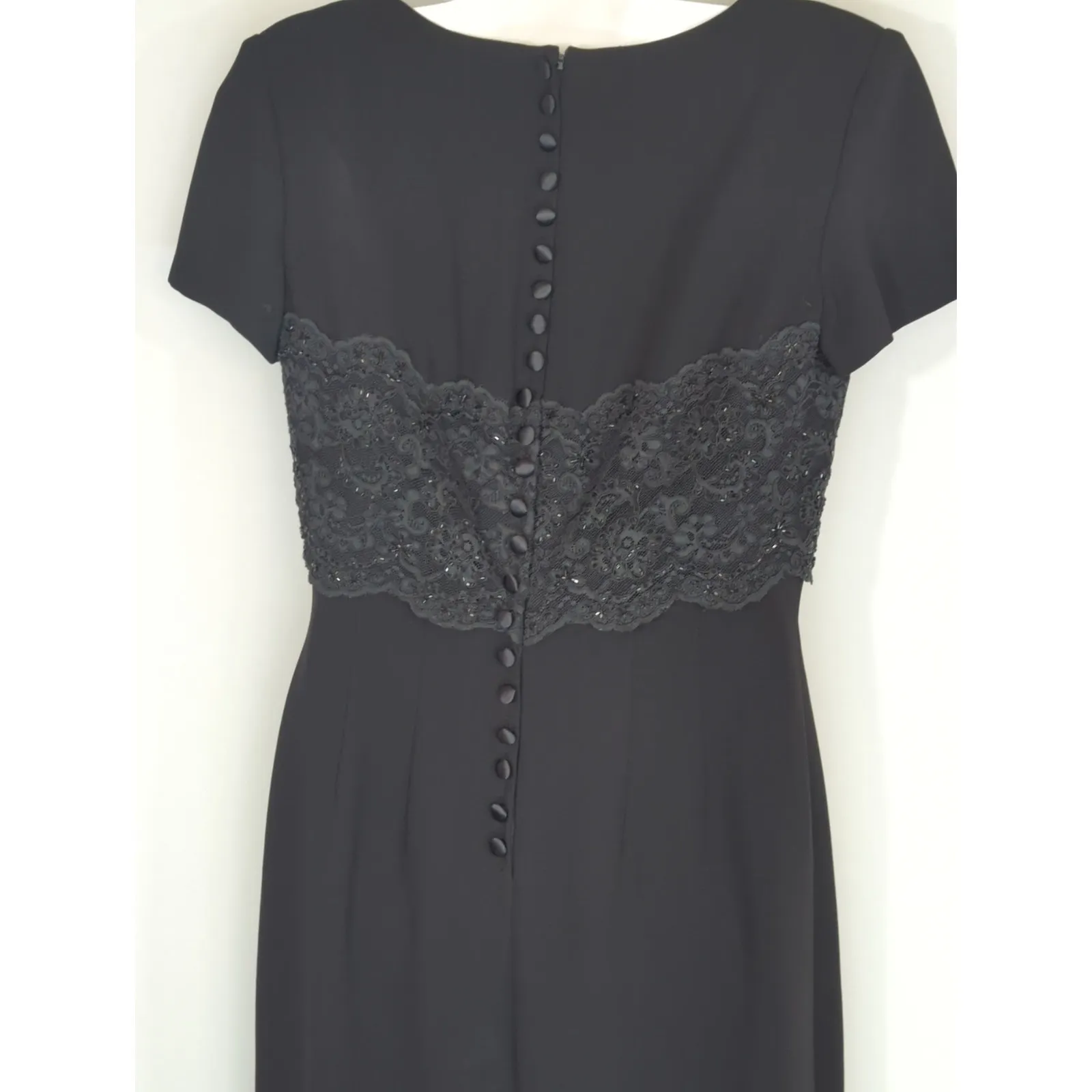 Donna Morgan Lacey Full Length Column Gown - Size 8 - Black Formal Wedding Gala - Image 8