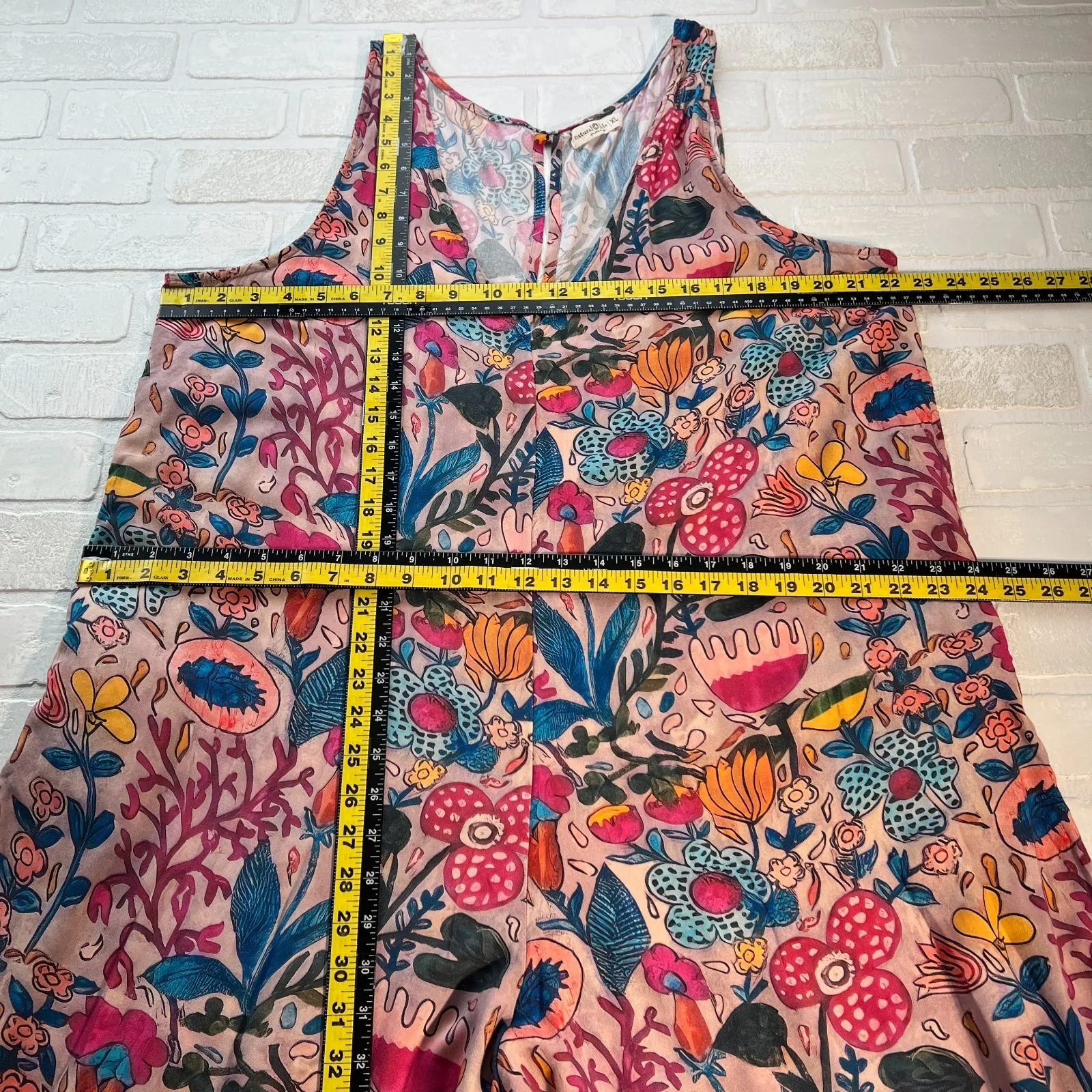 Natural Life Jumpsuit XL Pink Floral Wide Leg Boho Feminine Colorful Hippie - Image 12