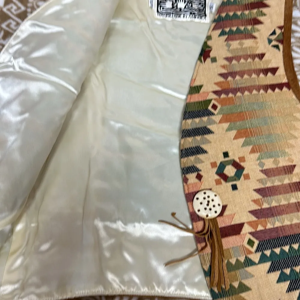 VTG Native Components Handmade in America Vintage Tapestry Vest Size Small - Image 4