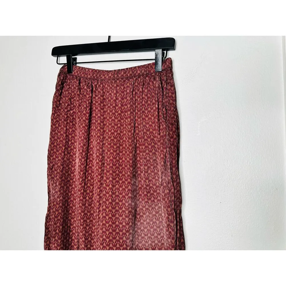 SPLENDID Purple Maroon Abstract Satin Lumi Wide Leg Pants Size Extra Small - Image 6