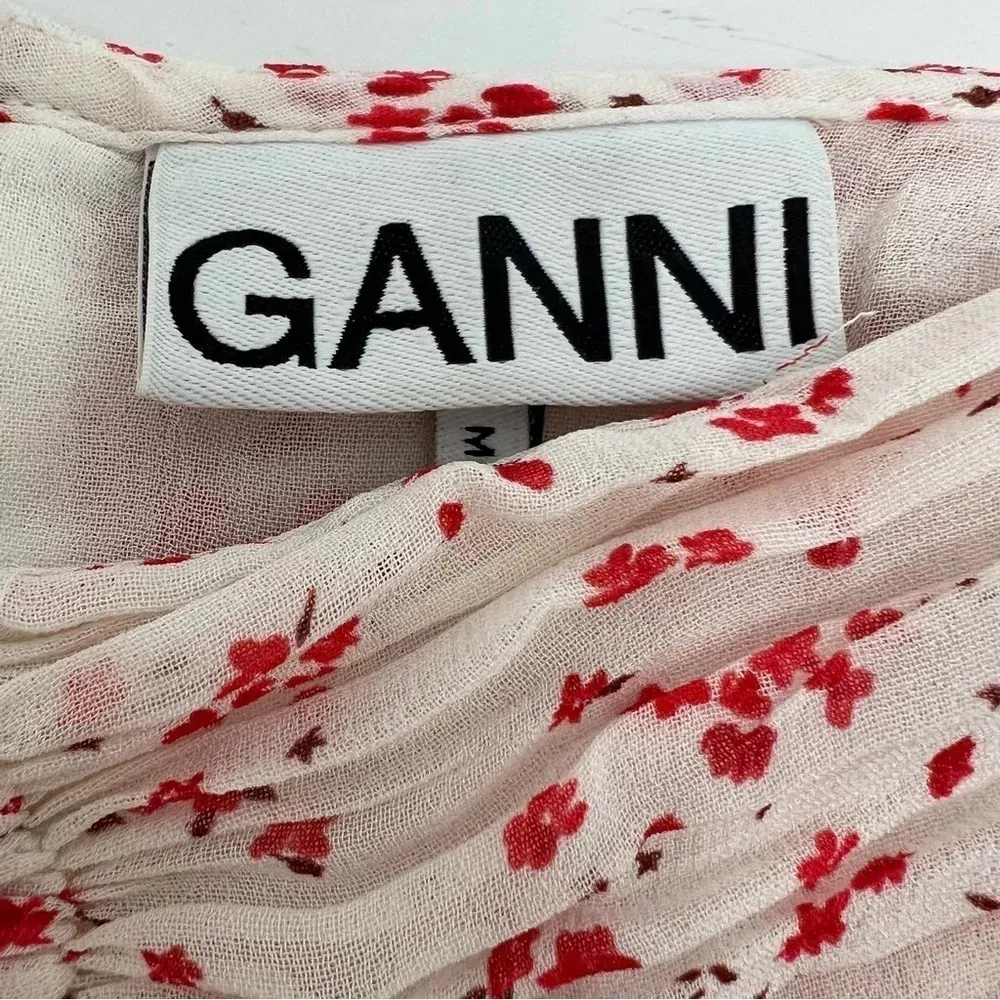 GANNI Georgette Ruched Chiffon Disty High-waisted Mini Skirt Women’s size 4 or S - Image 9