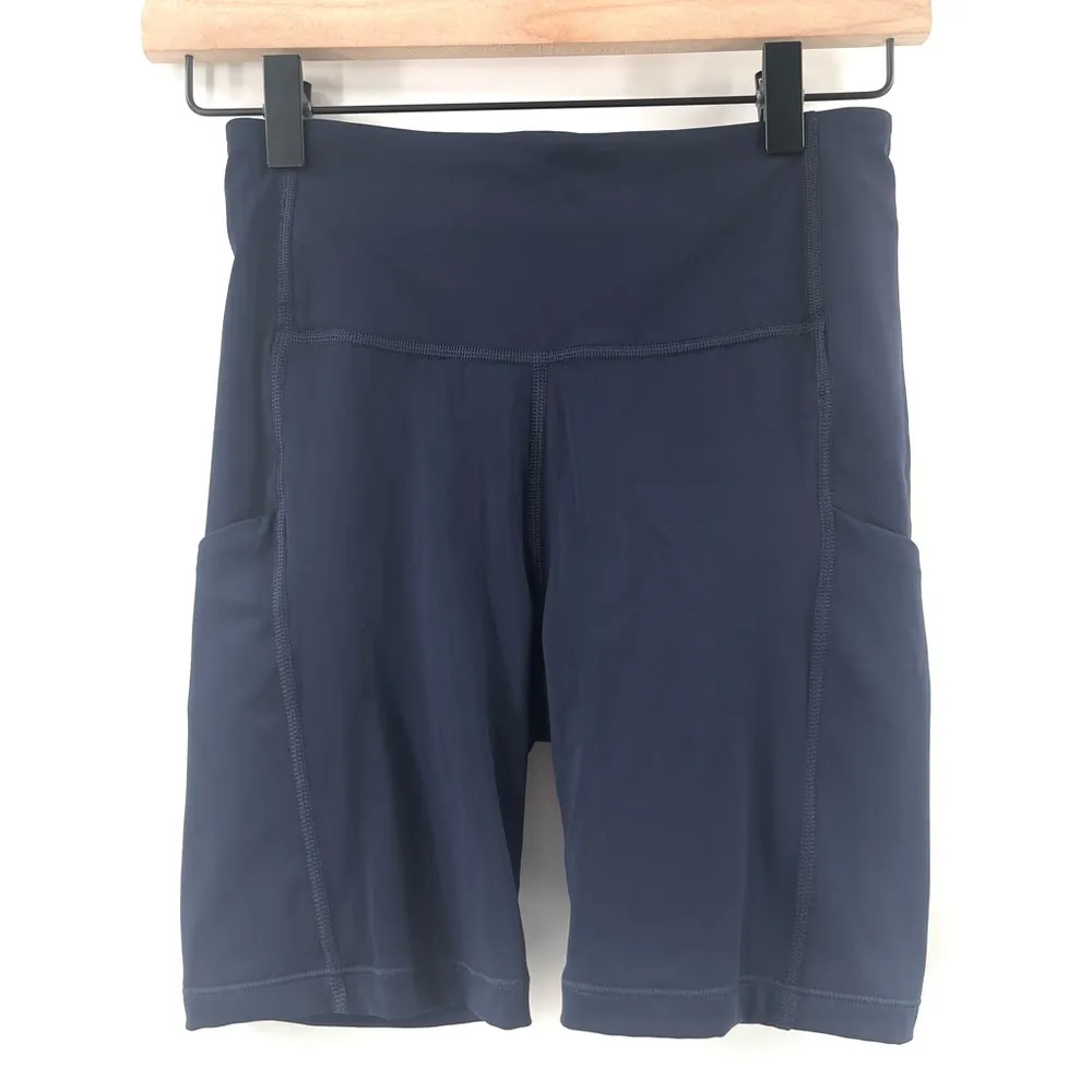 ATHLETA Shorts Extra Small Navy Ultimate Stash Pocket 7" Biker Stretch Athletic - Image 2