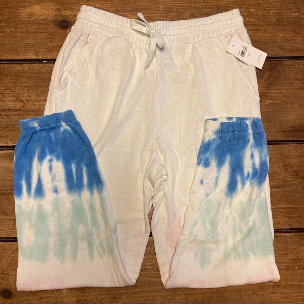 NWT Splendid Lightweight Joggers Sunset Tie Dye Ombré White Pink Blue Small - Image 5