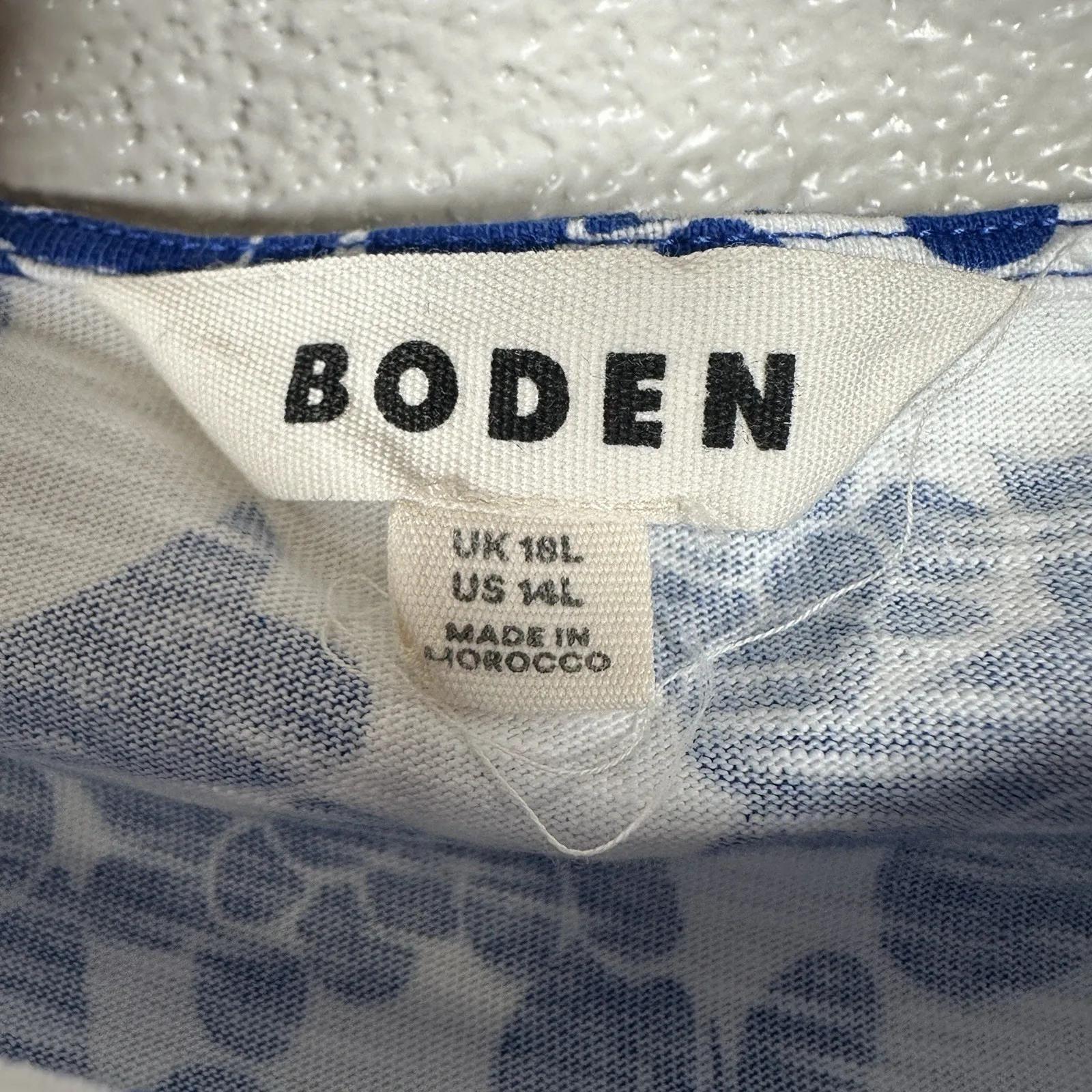 Boden Florrie Blue Floral Jersey Dress Cotton Knee Length Pockets Womens 14L Size 14 - Image 6