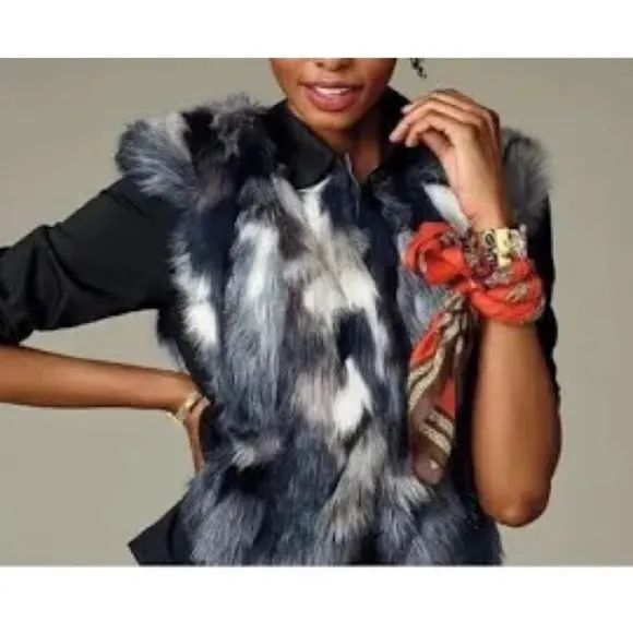 Frosty Faux Fur Multi Color Vest Sz. M #3380 Lined Fun Cozy Date Nite - Image 2