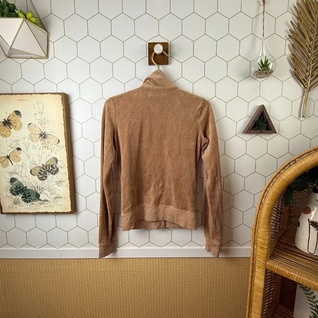 Juicy Couture Tan Velour Zip-Up Jacket – Size - Small - Image 3