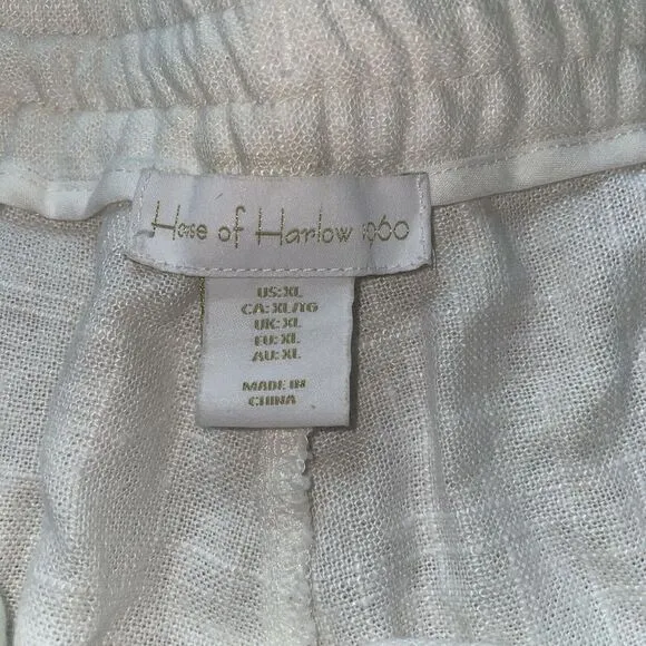 HOUSE OF HARLOW‎ 1960 Paper Bag Shorts Women Size XL Ivory Linen Blend Pockets - Image 2