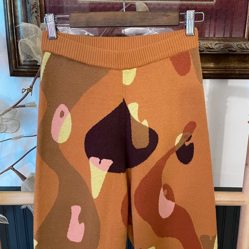 Never Fully Dressed Love Retro Influencer Knit Woven Mod Pull On Pants Sz 4 🧡🎀 Brown - Image 6