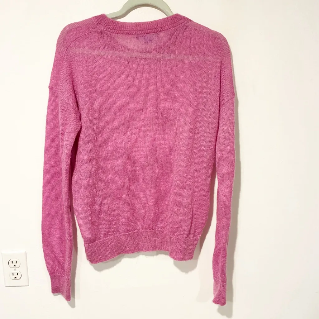 M.i.h Jeans Pink Thin Knit Mohair Wool Blend Crewneck Sweater Size Medium - Image 6