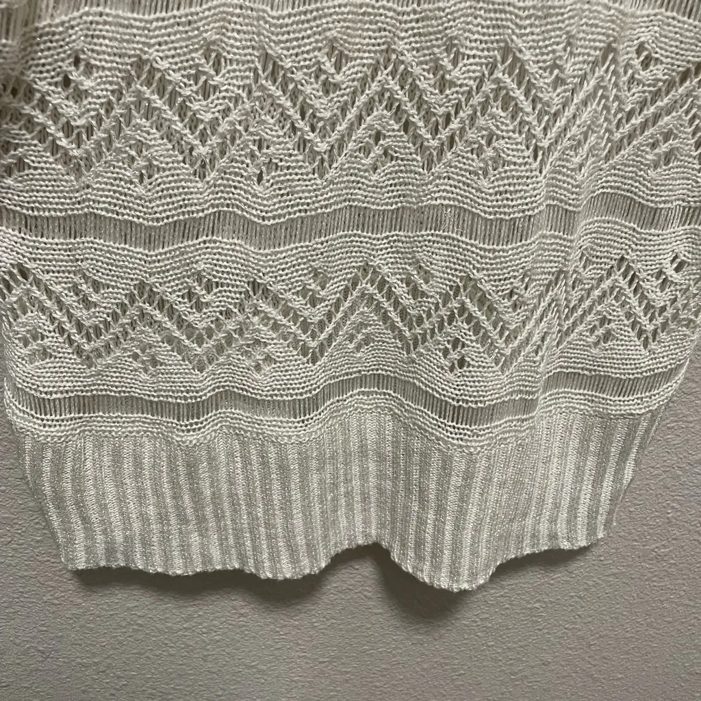 Cream Crew Neck Sweater with Geometric Patterns Gold Size XL - Image 5